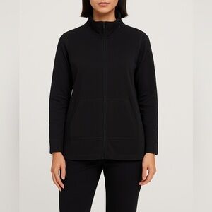 Eileen Fisher Black Zip Up Jacket Lightweight Cotton Stretch Women’s sz large